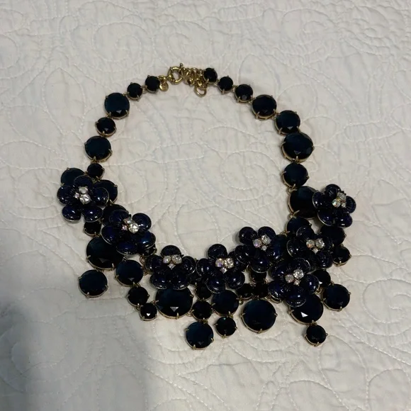 J. Crew | Jewelry | J Crew Midnight Blue Floral Necklace  display picture 3